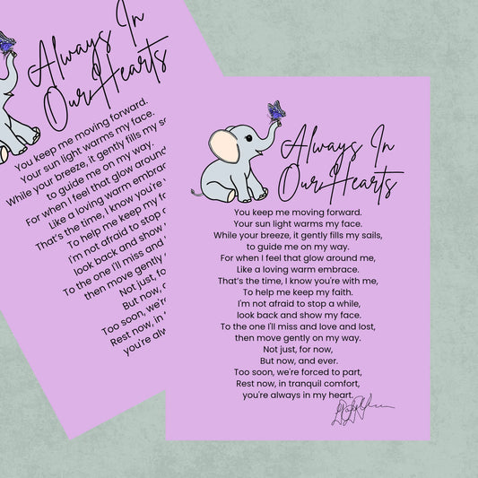 Always in Our Hearts A5 Memorial Print