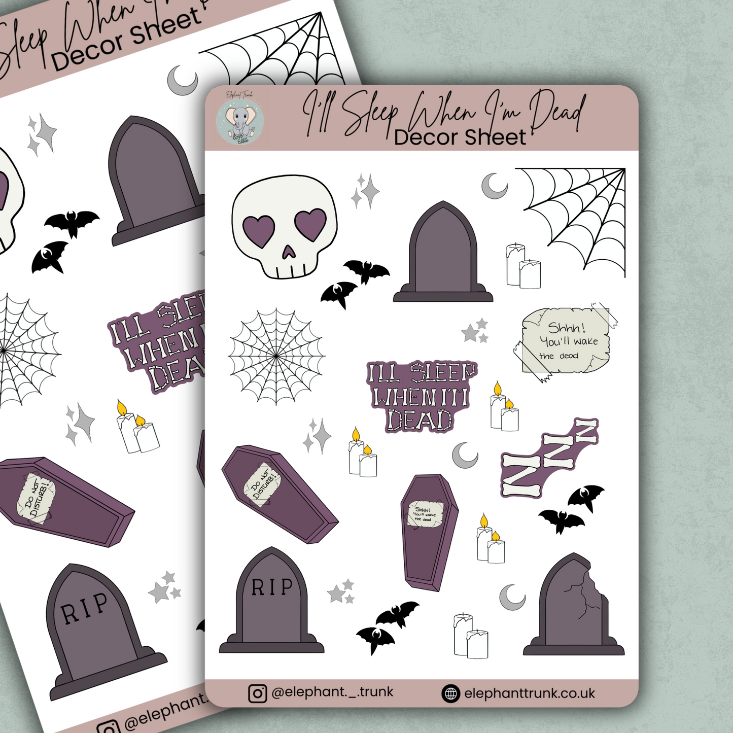 Sticker Sheet Bundle | Gothic Planner Stickers | Vinyl Matte Sheets for Journals & Planners