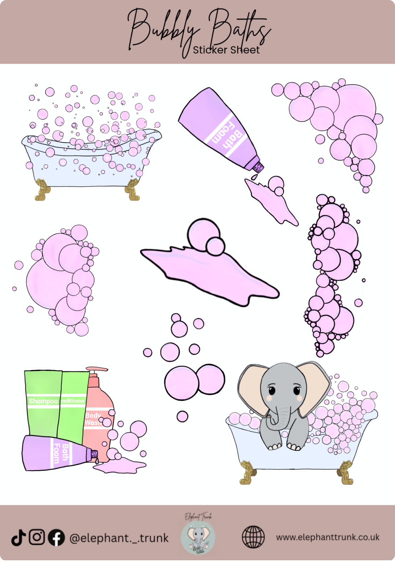 Bubbly Baths Sticker Sheet