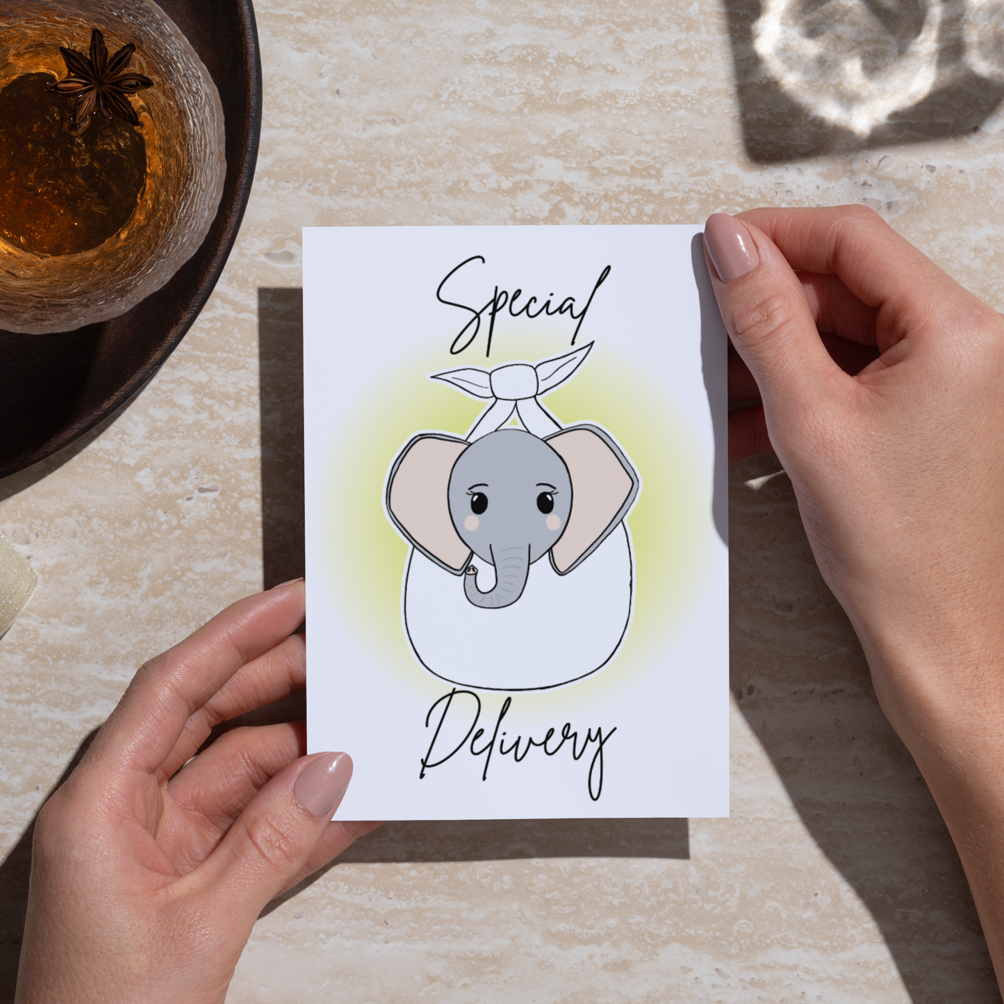 Special Delivery Greetings Card – A6 Hand Drawn handmade new baby greetings card with White Envelope