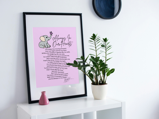 Always in Our Hearts A5 Memorial Print
