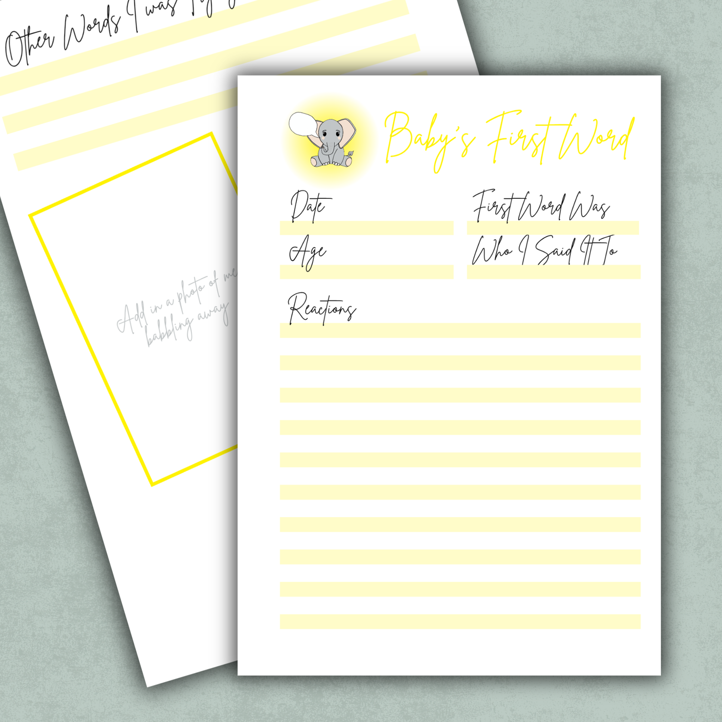 Baby's First Word Memory Keeping Page