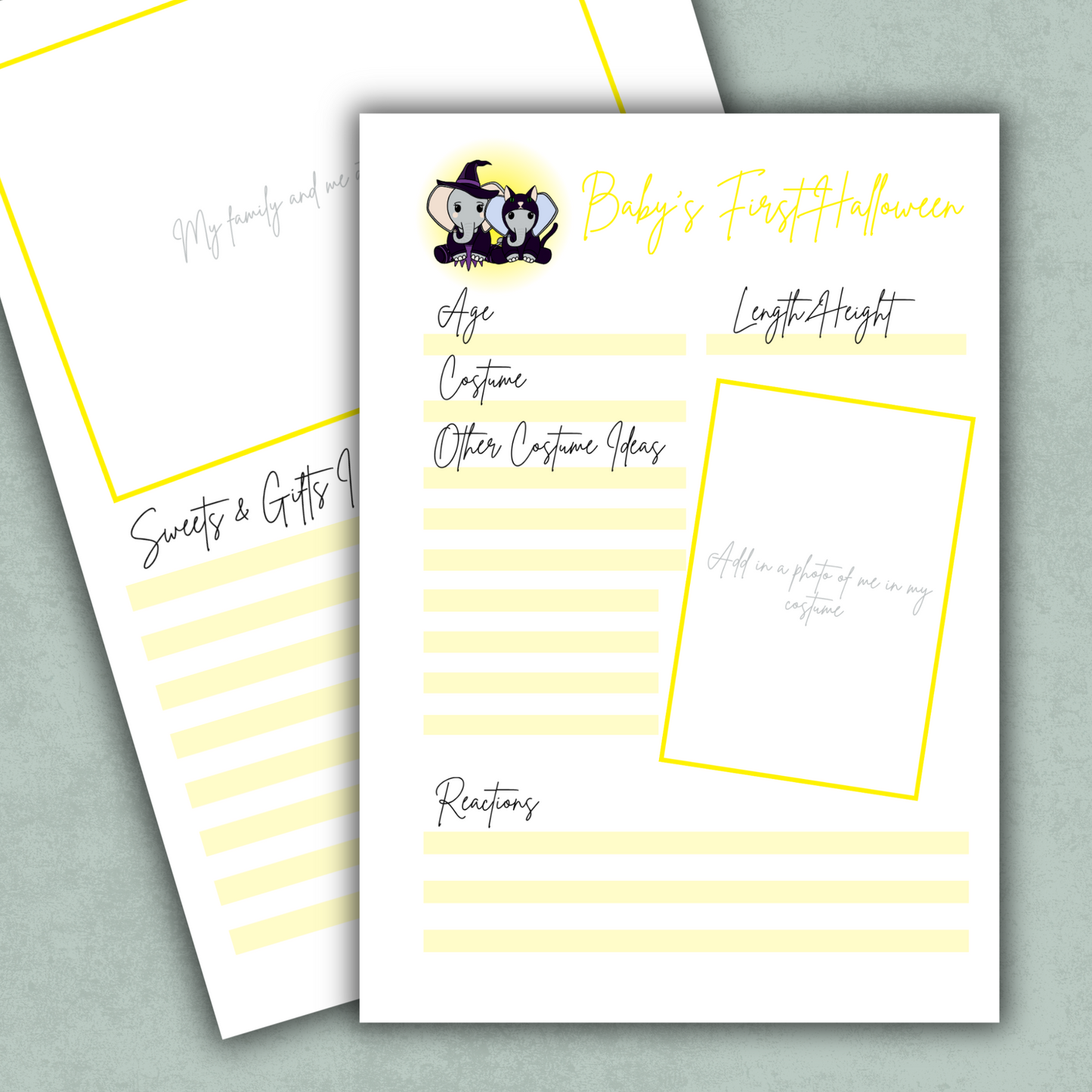 Baby’s First Halloween Page | A5ish 160gsm Baby Memory Book Insert | Alternative Milestone Keepsake