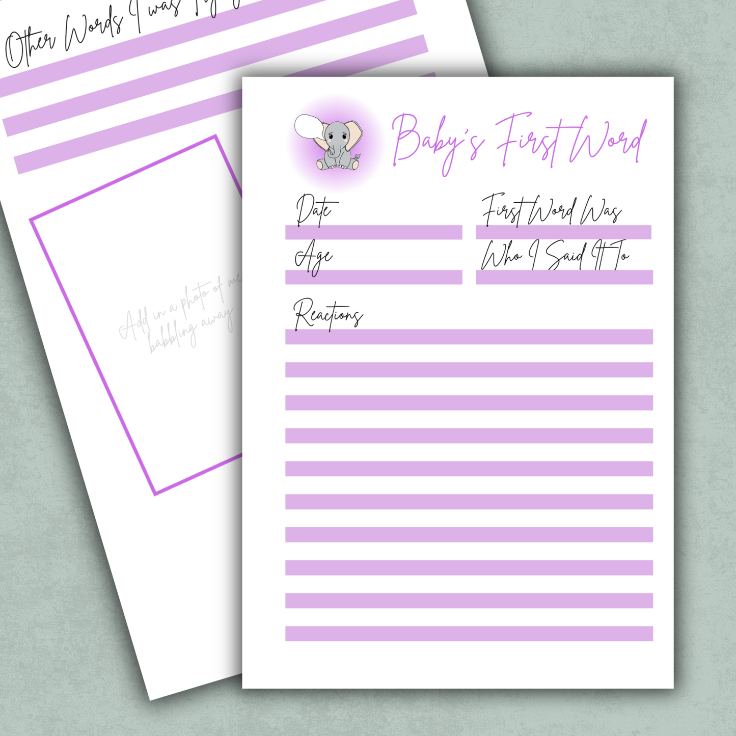 Baby's First Word Memory Keeping Page