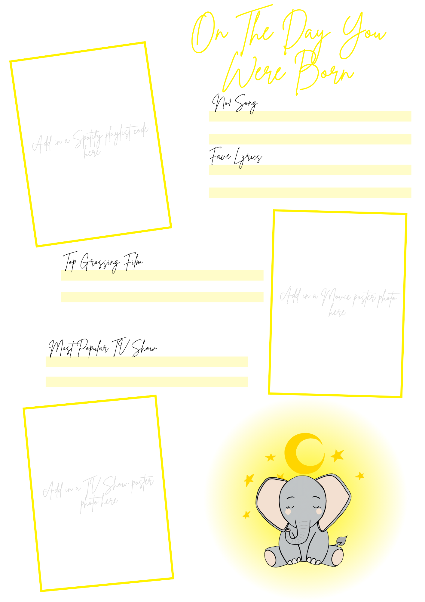 On the Day You Were Born – Baby Book Page