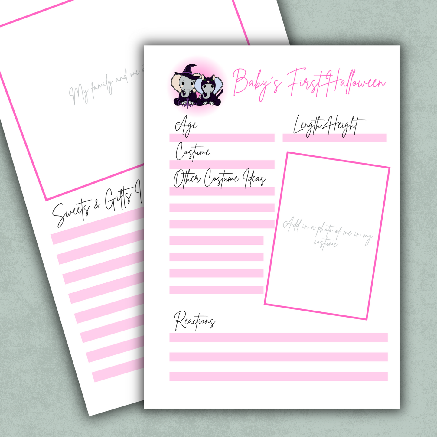 Baby’s First Halloween Page | A5ish 160gsm Baby Memory Book Insert | Alternative Milestone Keepsake