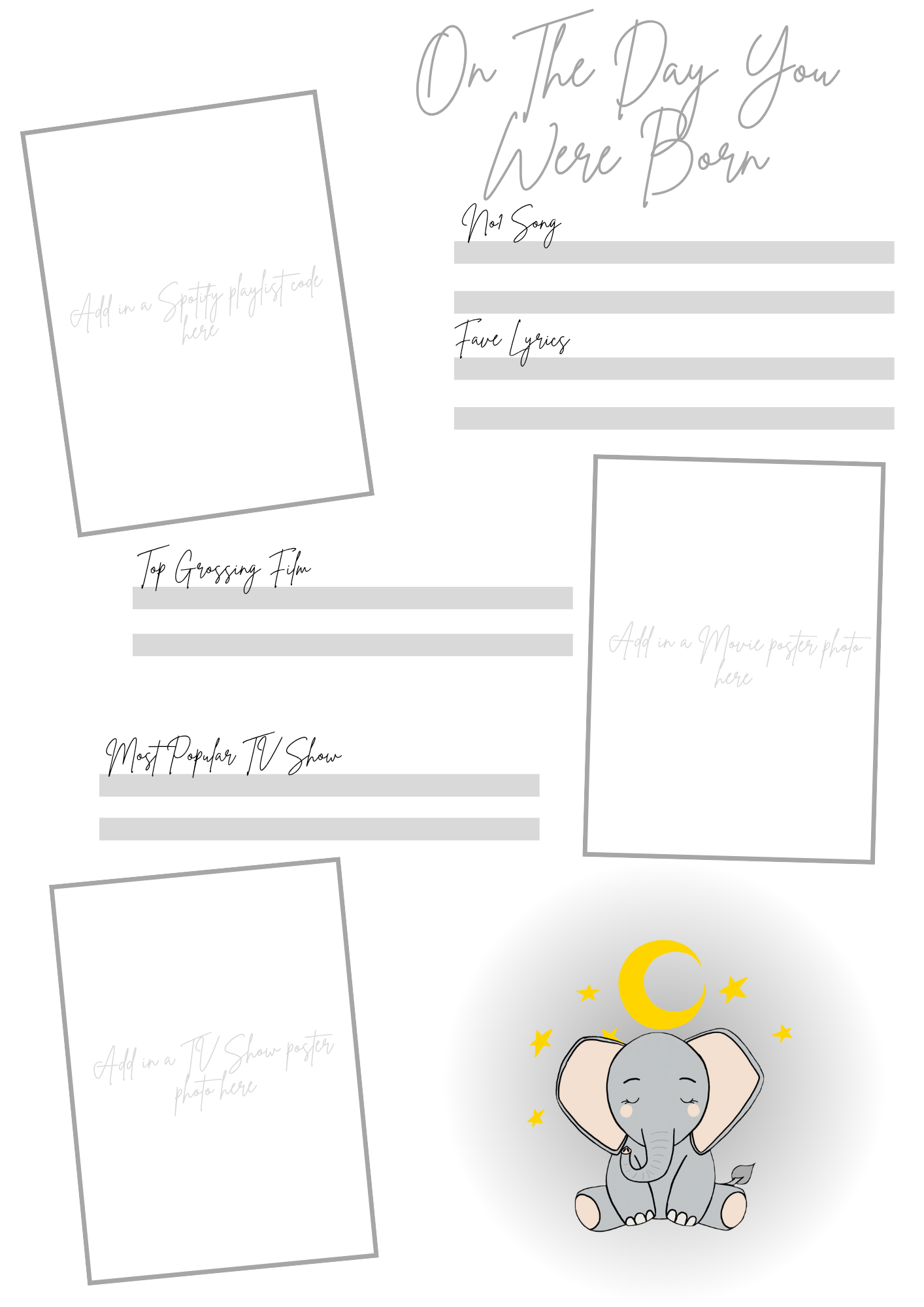 On the Day You Were Born – Baby Book Page