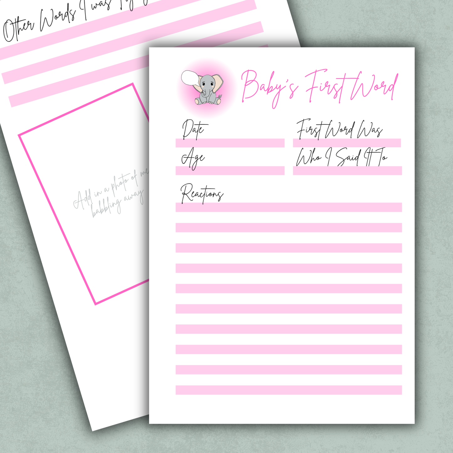 Baby's First Word Memory Keeping Page
