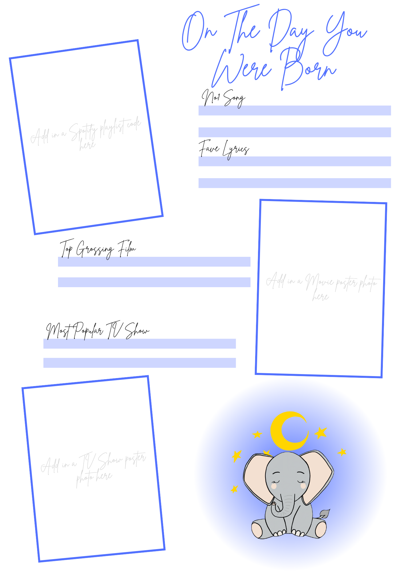 On the Day You Were Born – Baby Book Page