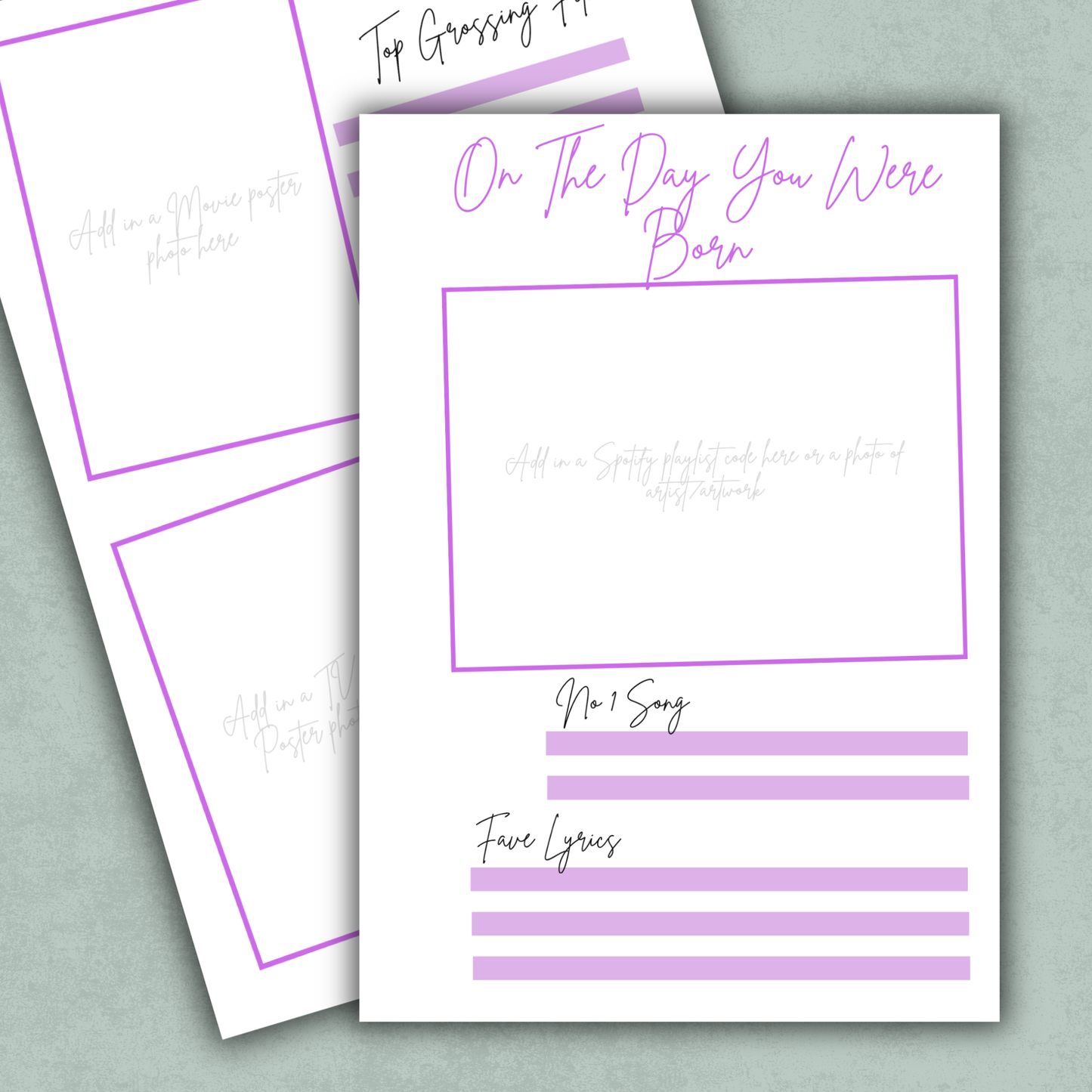 On the Day You Were Born Memory Keeping Page