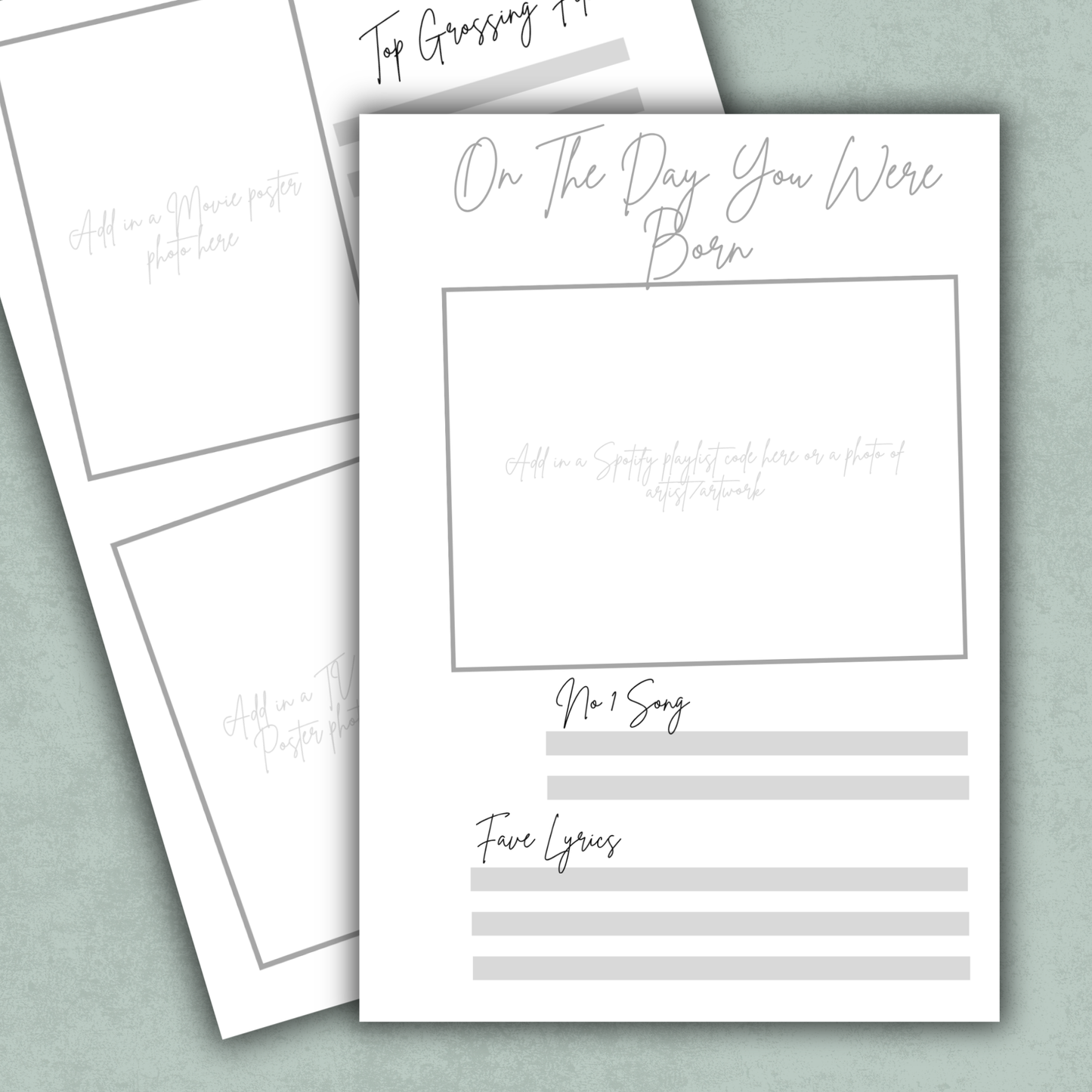 On the Day You Were Born Memory Keeping Page