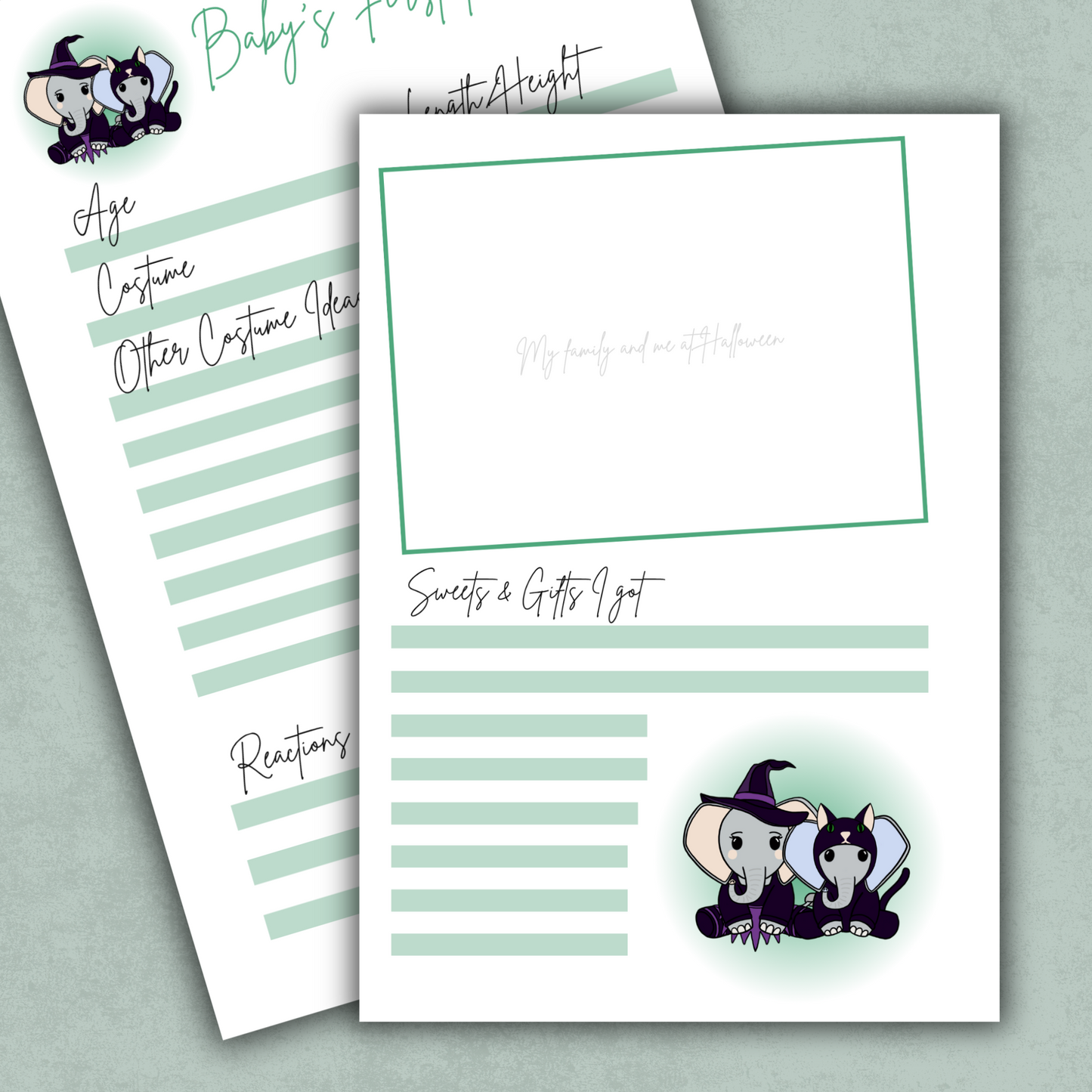 Baby’s First Halloween Page | A5ish 160gsm Baby Memory Book Insert | Alternative Milestone Keepsake