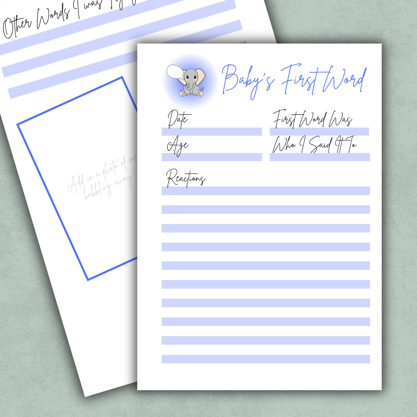 Baby's First Word Memory Keeping Page