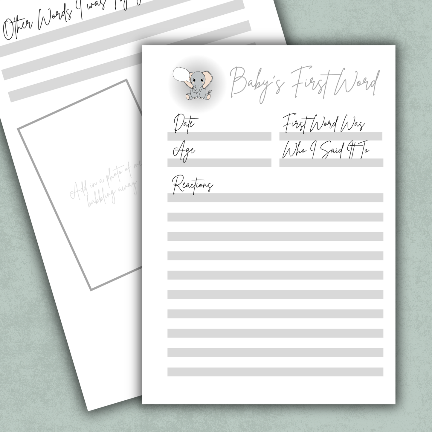 Baby's First Word Memory Keeping Page