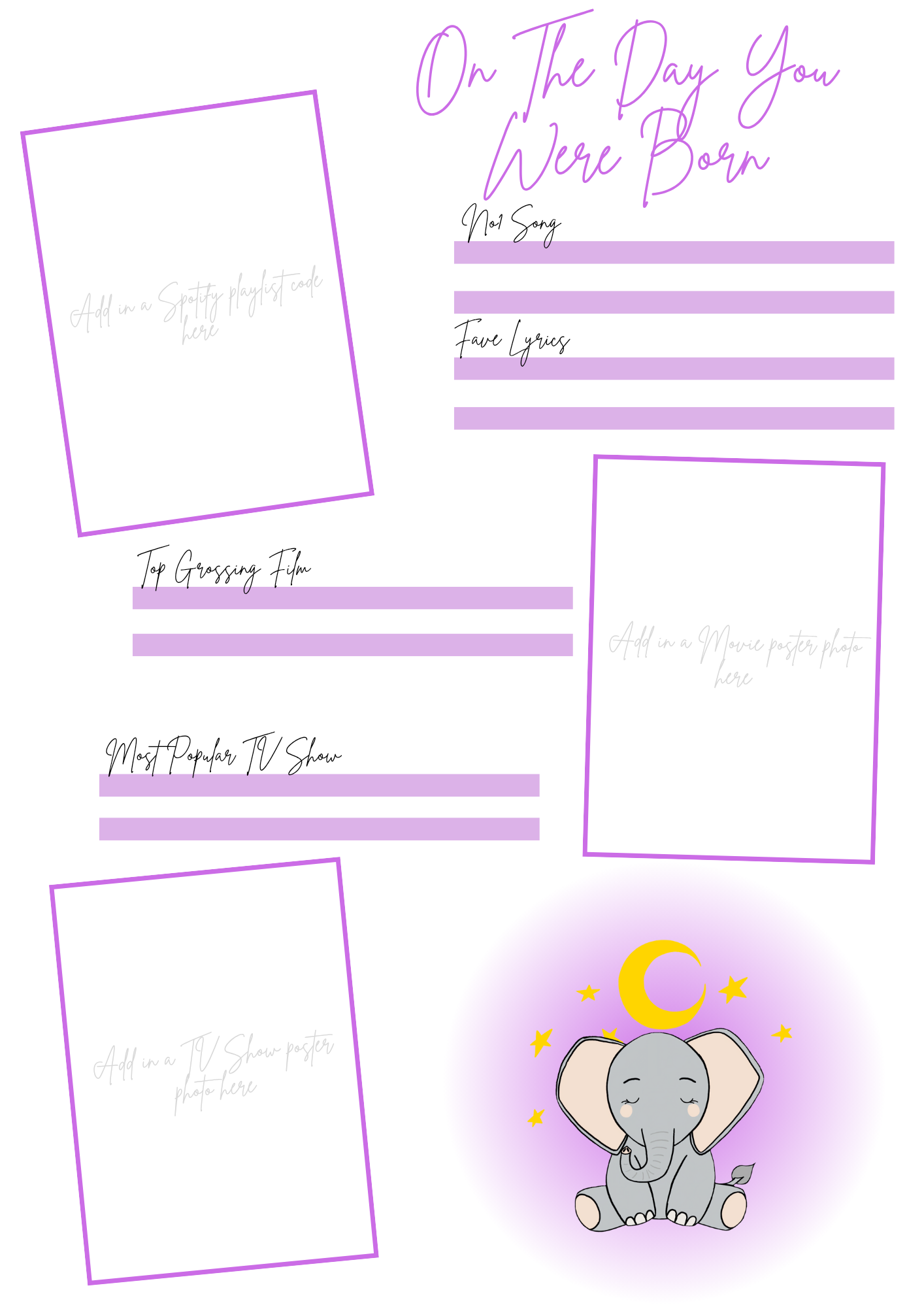 On the Day You Were Born – Baby Book Page
