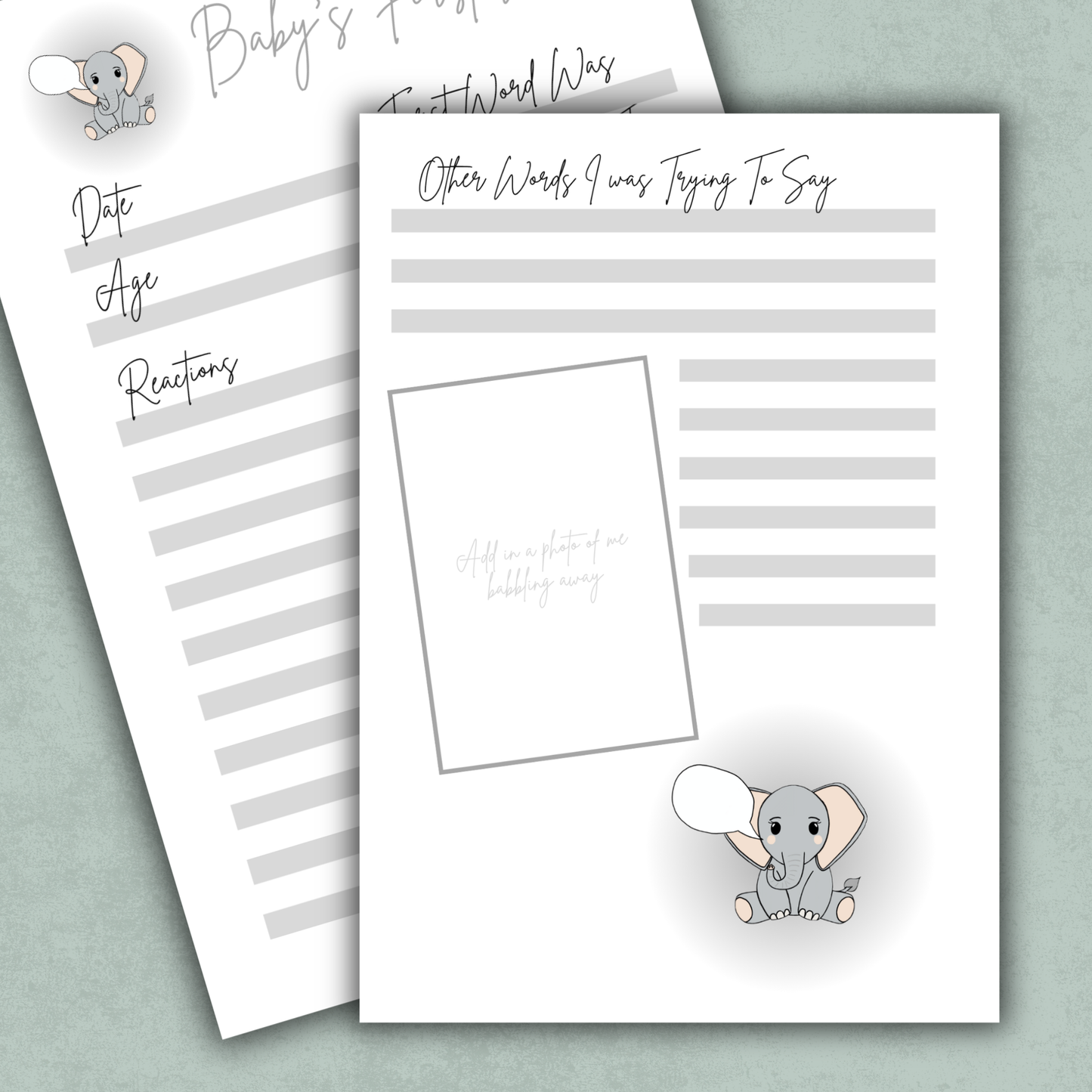 Baby's First Word Memory Keeping Page
