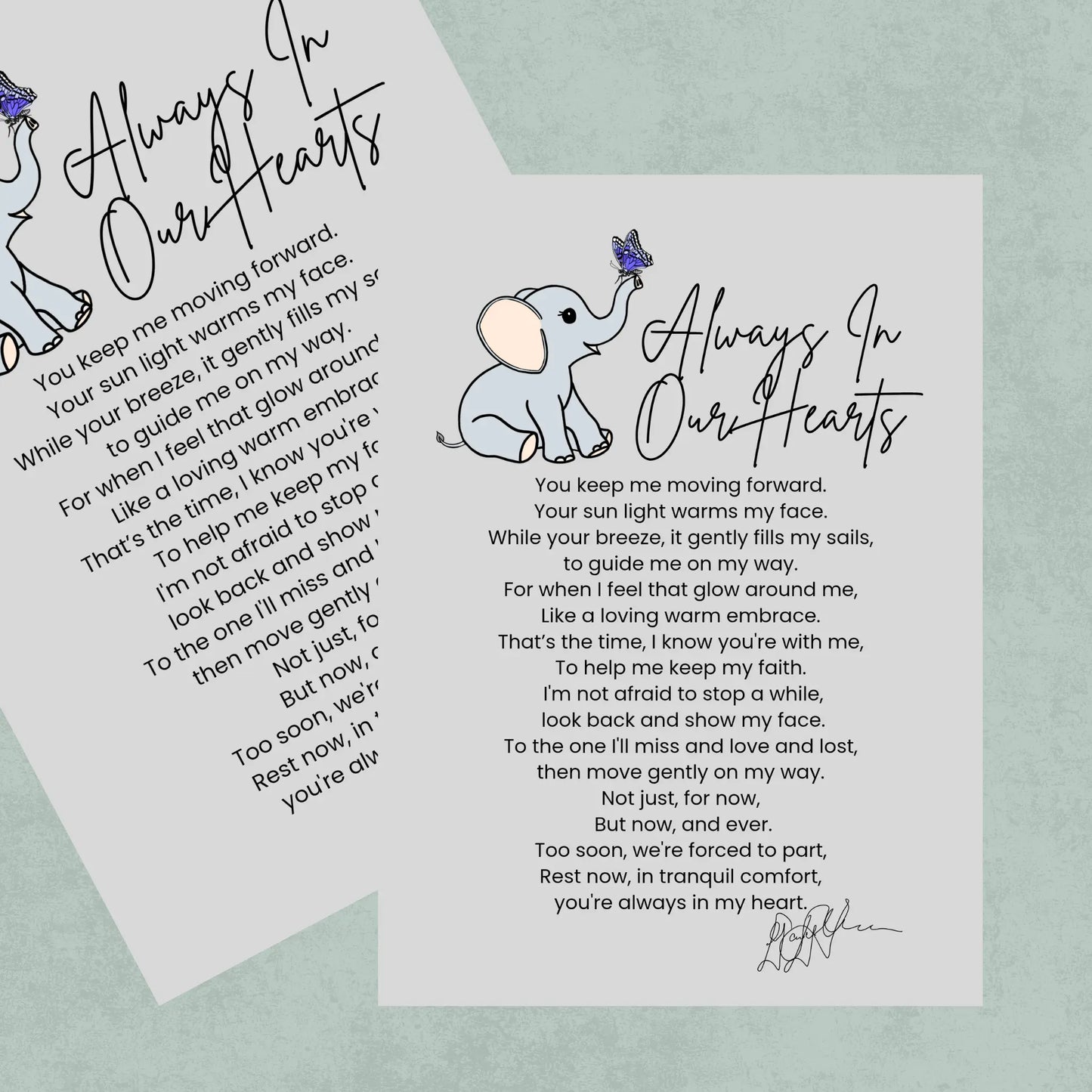 Always in Our Hearts A5 Memorial Print
