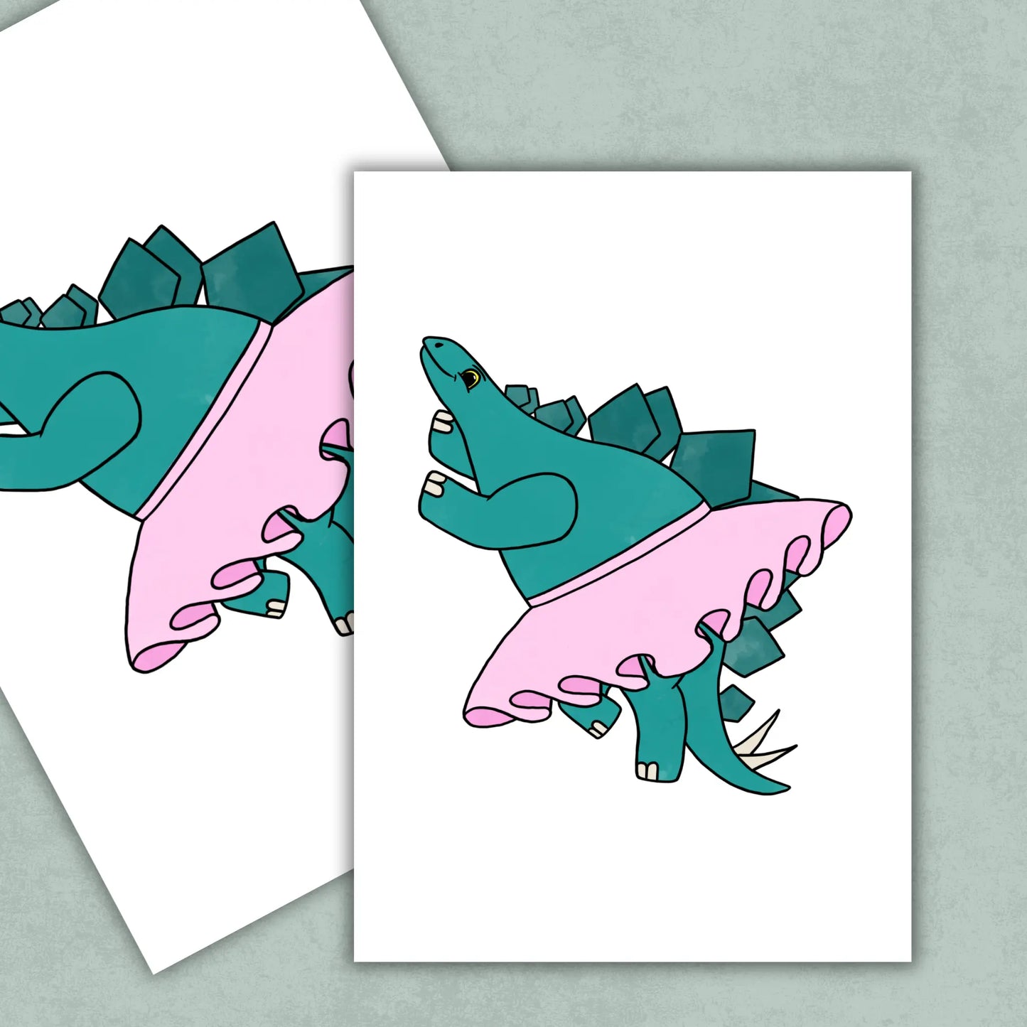 Dino Friends Dancing Stegosaurus Art Print