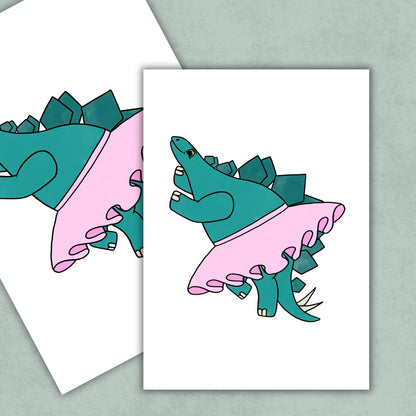 Dino Friends Dancing Stegosaurus Art Print