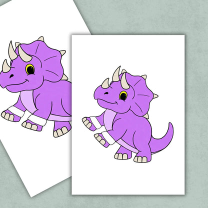Dino Friends Triceratops Art Print
