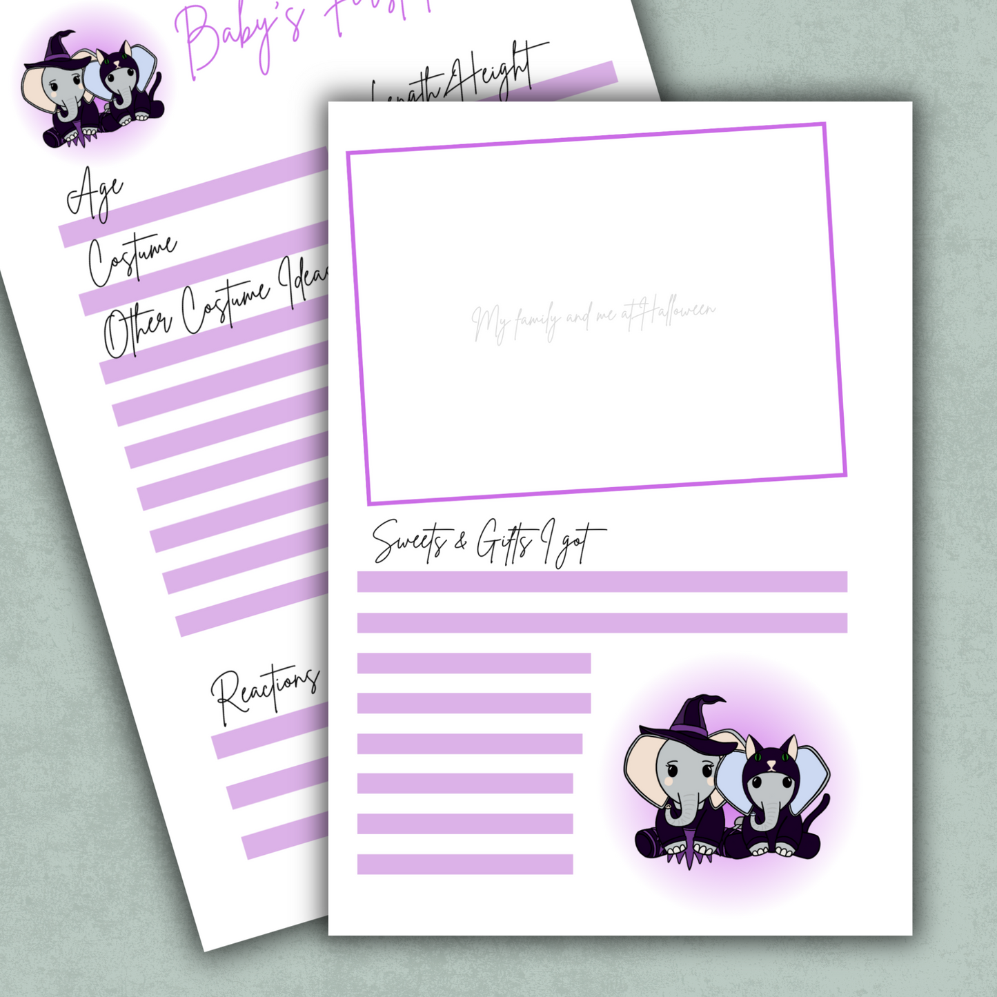 Baby’s First Halloween Page | A5ish 160gsm Baby Memory Book Insert | Alternative Milestone Keepsake