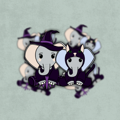 Witch Ellie & Cat Eli Halloween Vinyl Sticker