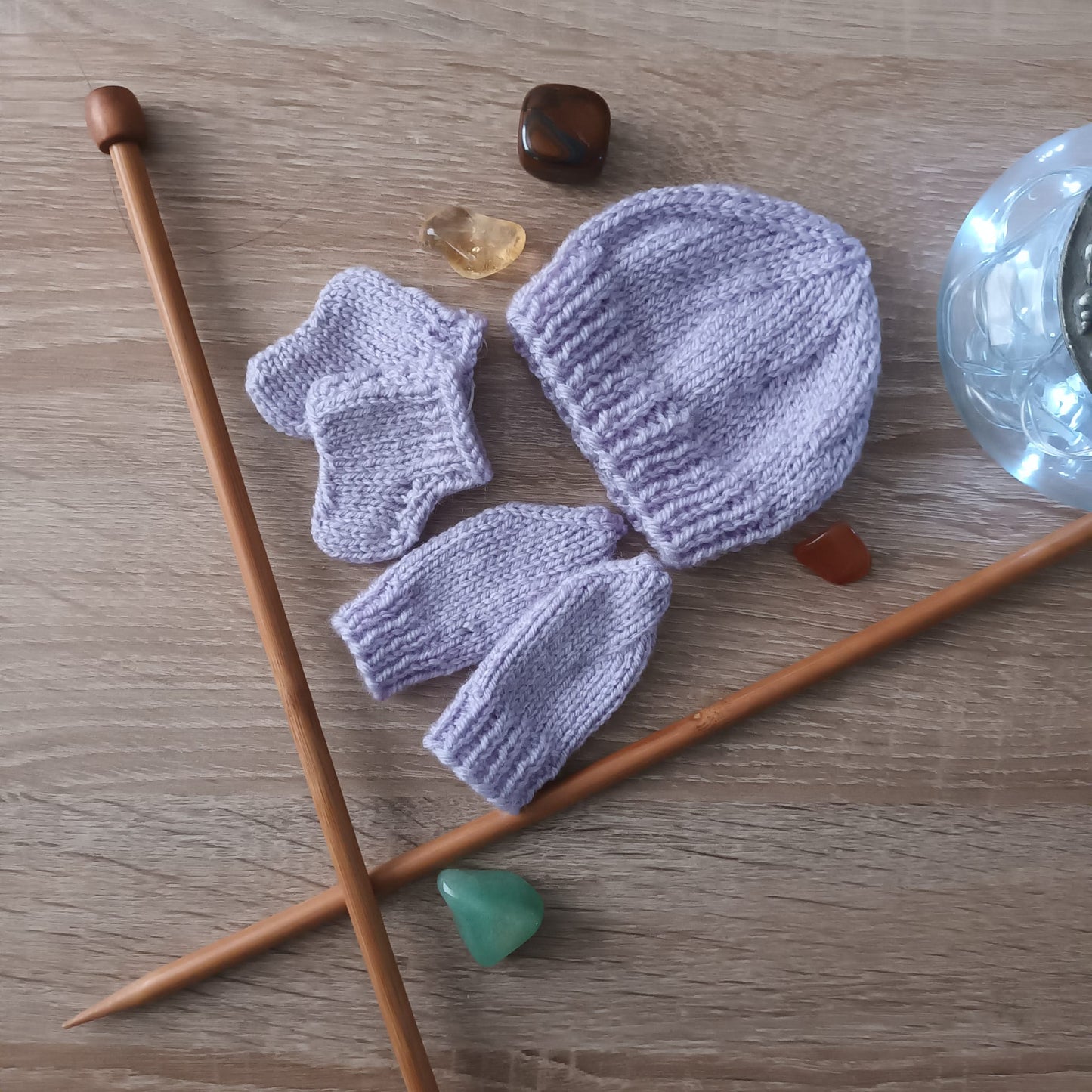 Knitted Baby Set | Soft Acrylic Yarn | Hat, Mittens & Booties