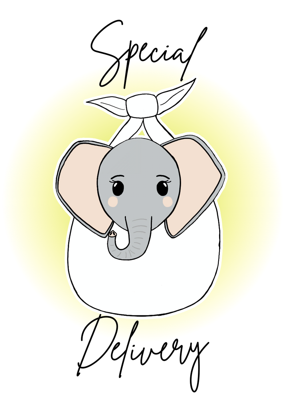 Special Delivery Greetings Card – A6 Hand Drawn handmade new baby greetings card with White Envelope