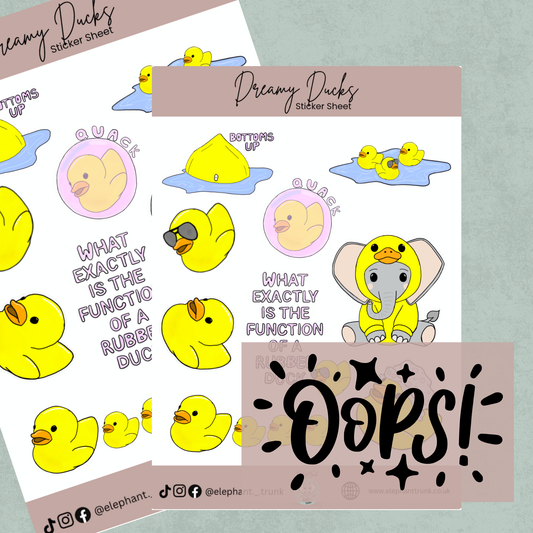 Oops Dreamy Ducks Sticker Sheet