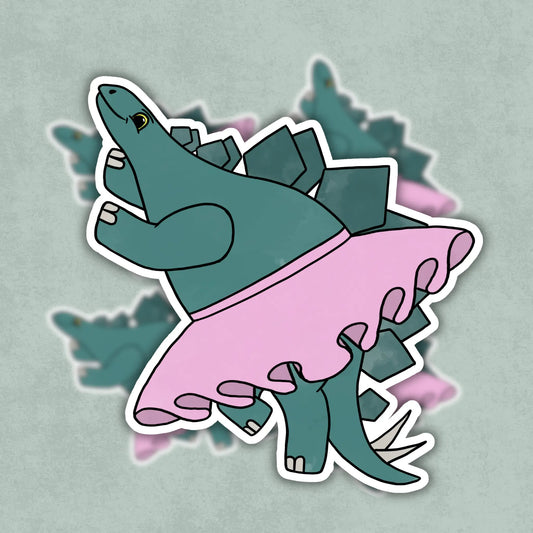 Dino Friends Dancing Stegosaurus Vinyl Sticker