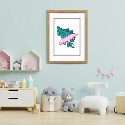 Dino Friends Dancing Stegosaurus Art Print