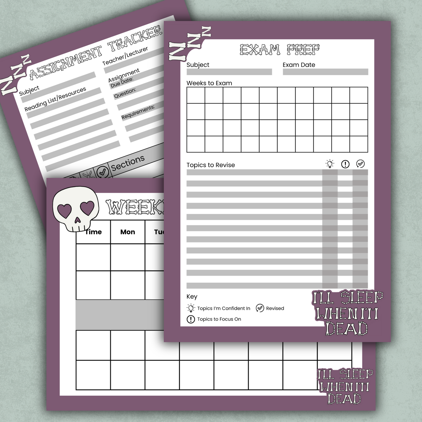 Exam Prep Page | Study Revision Planner | A5 160gsm Gothic Stationery