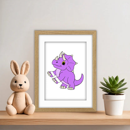 Dino Friends Triceratops Art Print