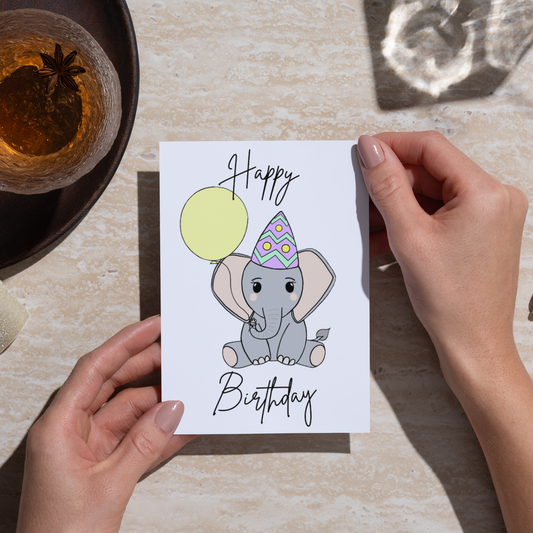 Ellie’s Birthday Bash Greetings Card – A6 Hand Drawn Birthday Card with White Envelope