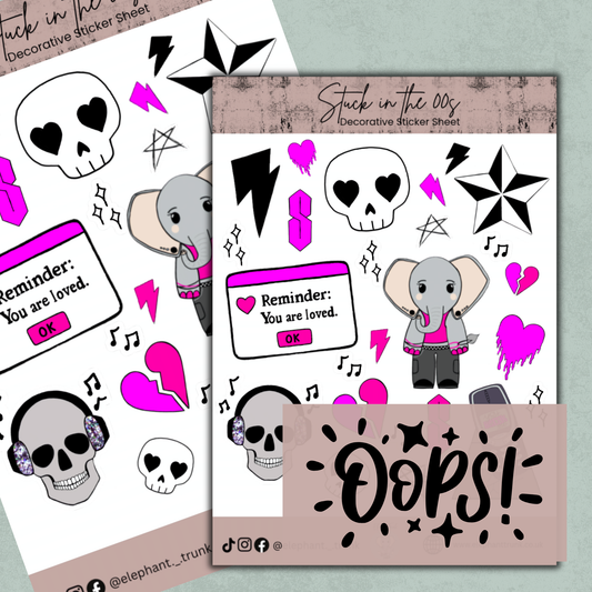 Oops Stuck in the 00s Sticker Sheet