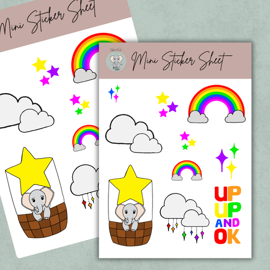 Up, Up, And OK, Rainbow Mini Vinyl Sticker Sheet