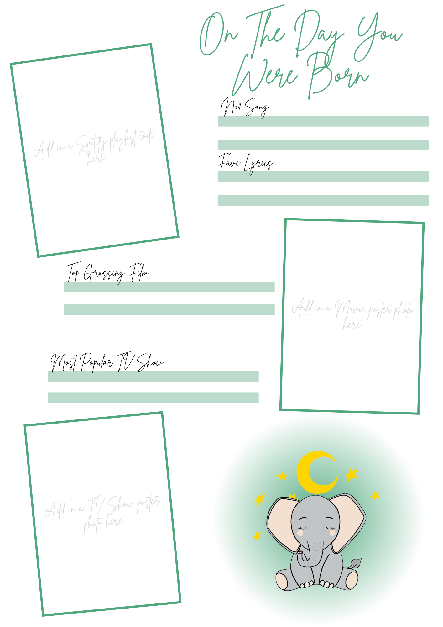 On the Day You Were Born – Baby Book Page