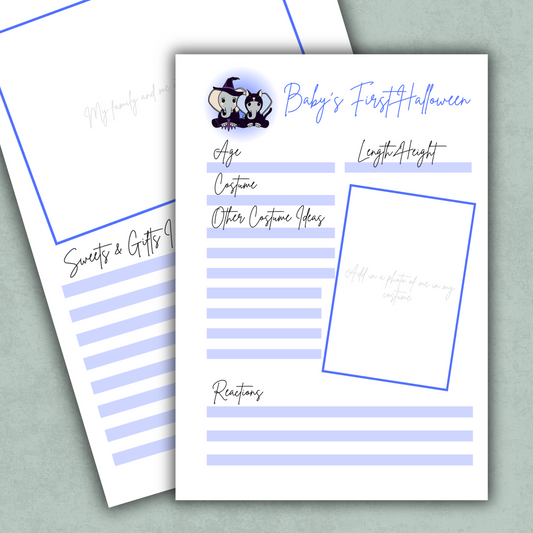Baby’s First Halloween Page | A5ish 160gsm Baby Memory Book Insert | Alternative Milestone Keepsake