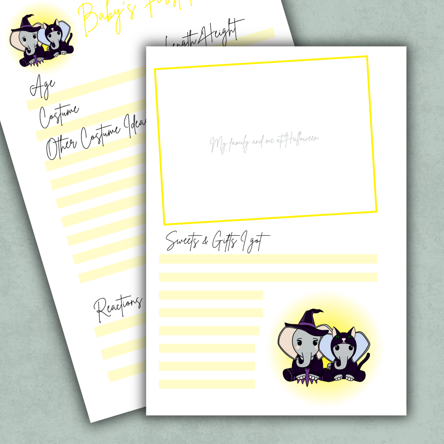 Baby’s First Halloween Page | A5ish 160gsm Baby Memory Book Insert | Alternative Milestone Keepsake